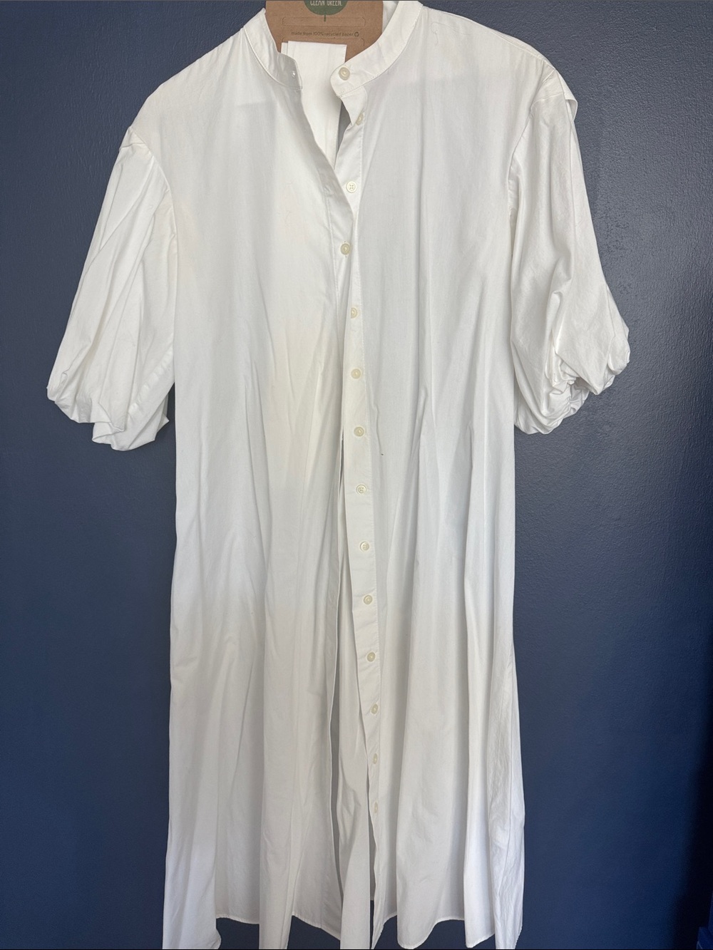 Banana republic White Band-Collar Button-Front Shirt belted dress - size 2P